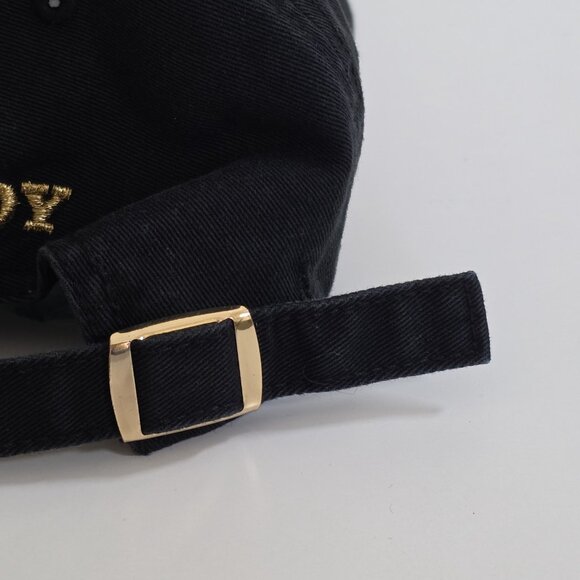 Playboy Lids Black Strapback Hat Cap Cotton Embroidery Metal Bunny Adjustable - Picture 8 of 15